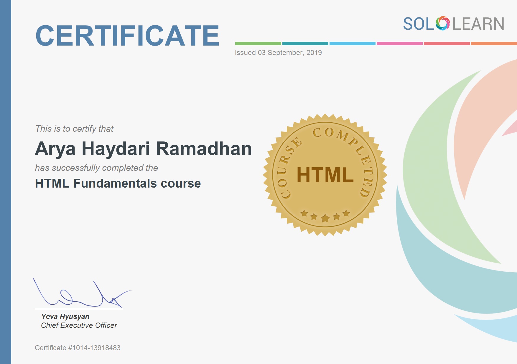 HTML Certificate - Sololearn